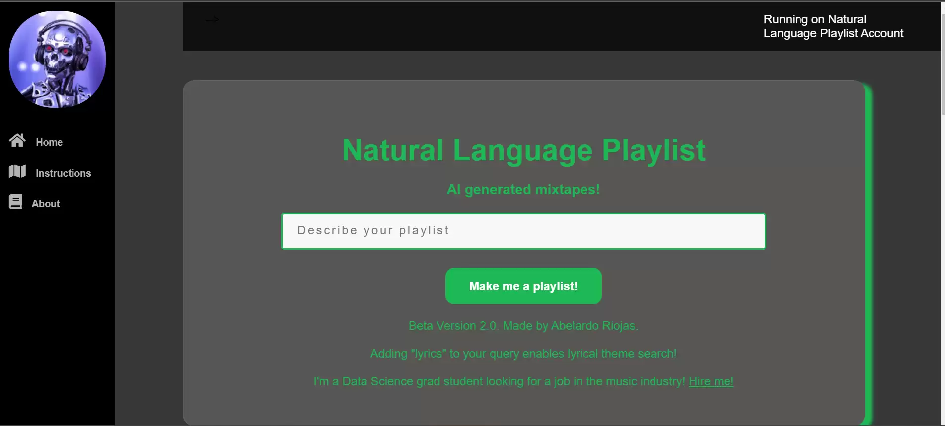 Natural Language Playlist