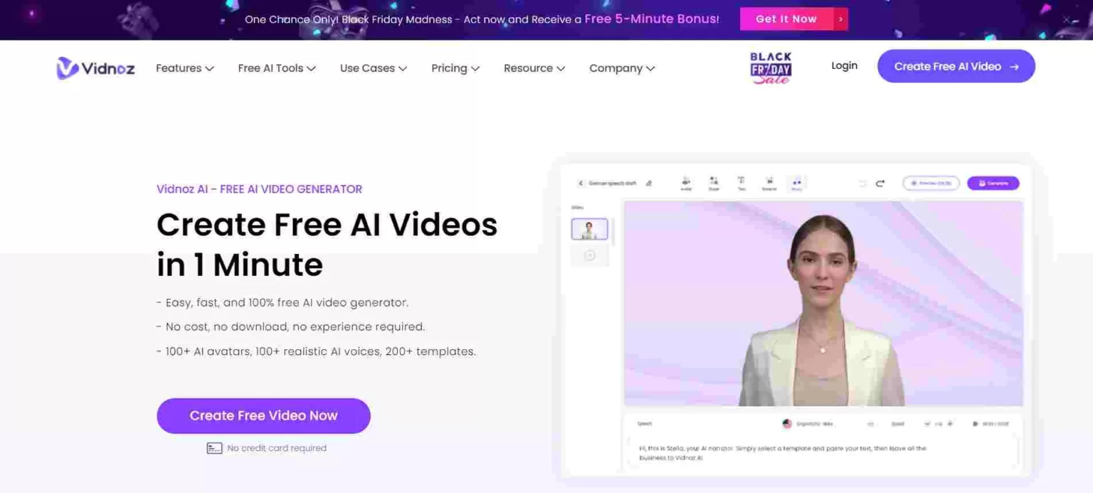 Vidnoz AI：免费的在线视频创作工具